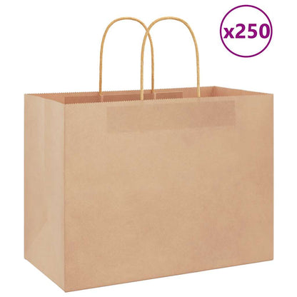 Paper Bags 250 pcs with Handles Brown 32x17x25 cm