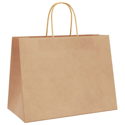 Paper Bags 250 pcs with Handles Brown 32x17x25 cm