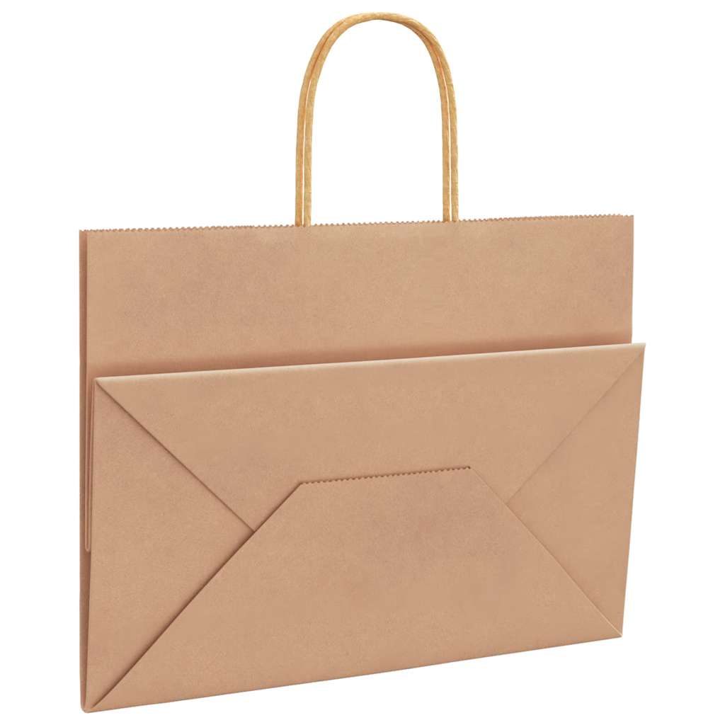 Paper Bags 250 pcs with Handles Brown 32x17x25 cm