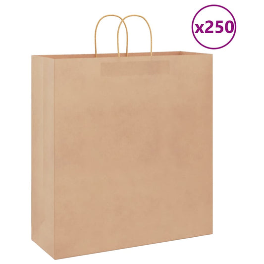 Paper Bags 250 pcs with Handles Brown 45x17x48 cm