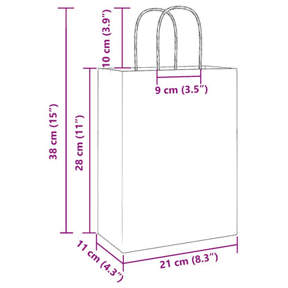 Paper Bags 50 pcs with Handles White 21x11x28 cm