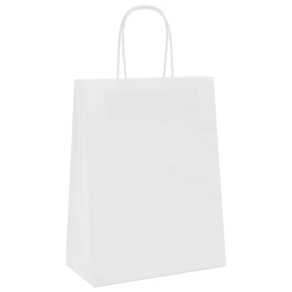 Paper Bags 50 pcs with Handles White 21x11x28 cm