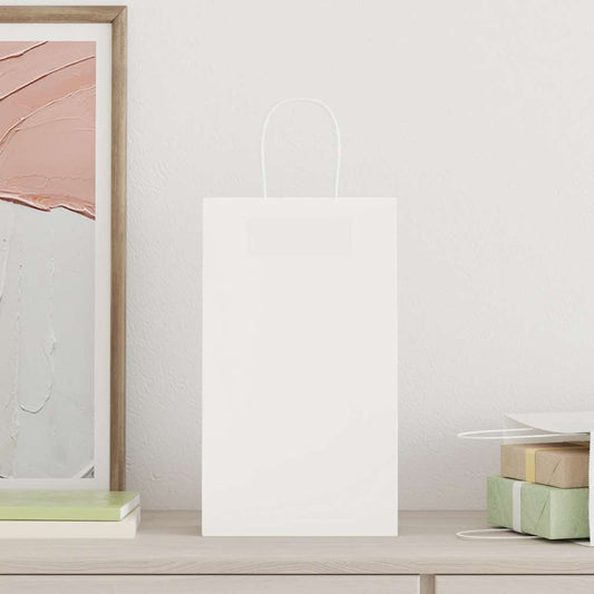 Paper Bags 50 pcs with Handles White 21x11x36 cm