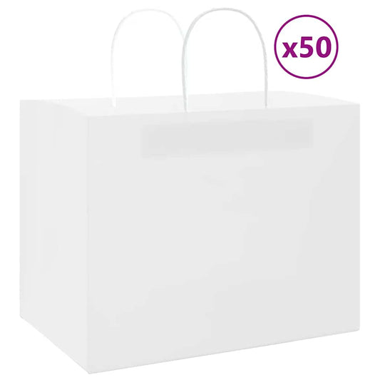 Paper Bags 50 pcs with Handles White 32x22x24 cm
