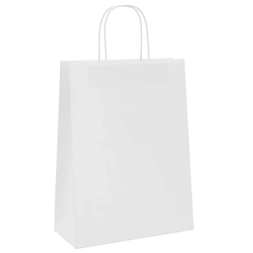 Paper Bags 250 pcs with Handles White 26x12x35 cm