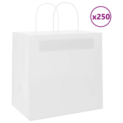 Paper Bags 250 pcs with Handles White 26x17x25 cm