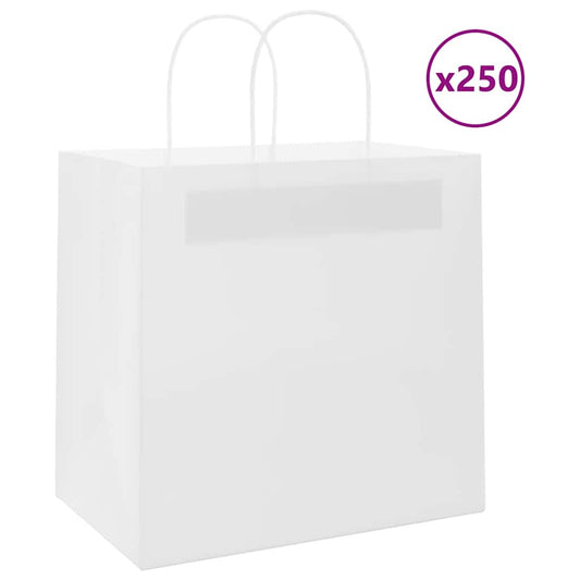 Paper Bags 250 pcs with Handles White 26x17x25 cm