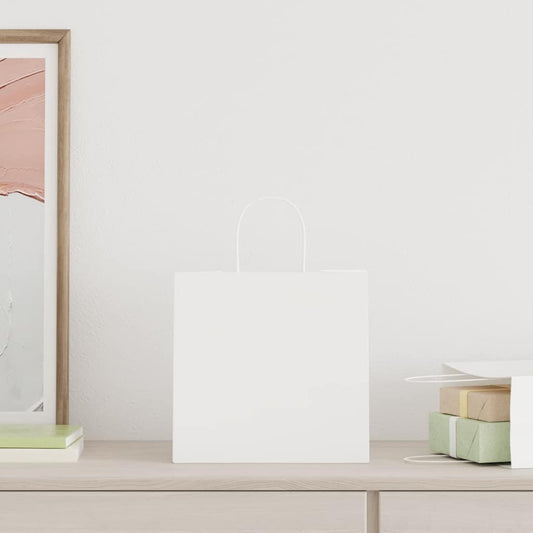 Paper Bags 250 pcs with Handles White 26x17x25 cm