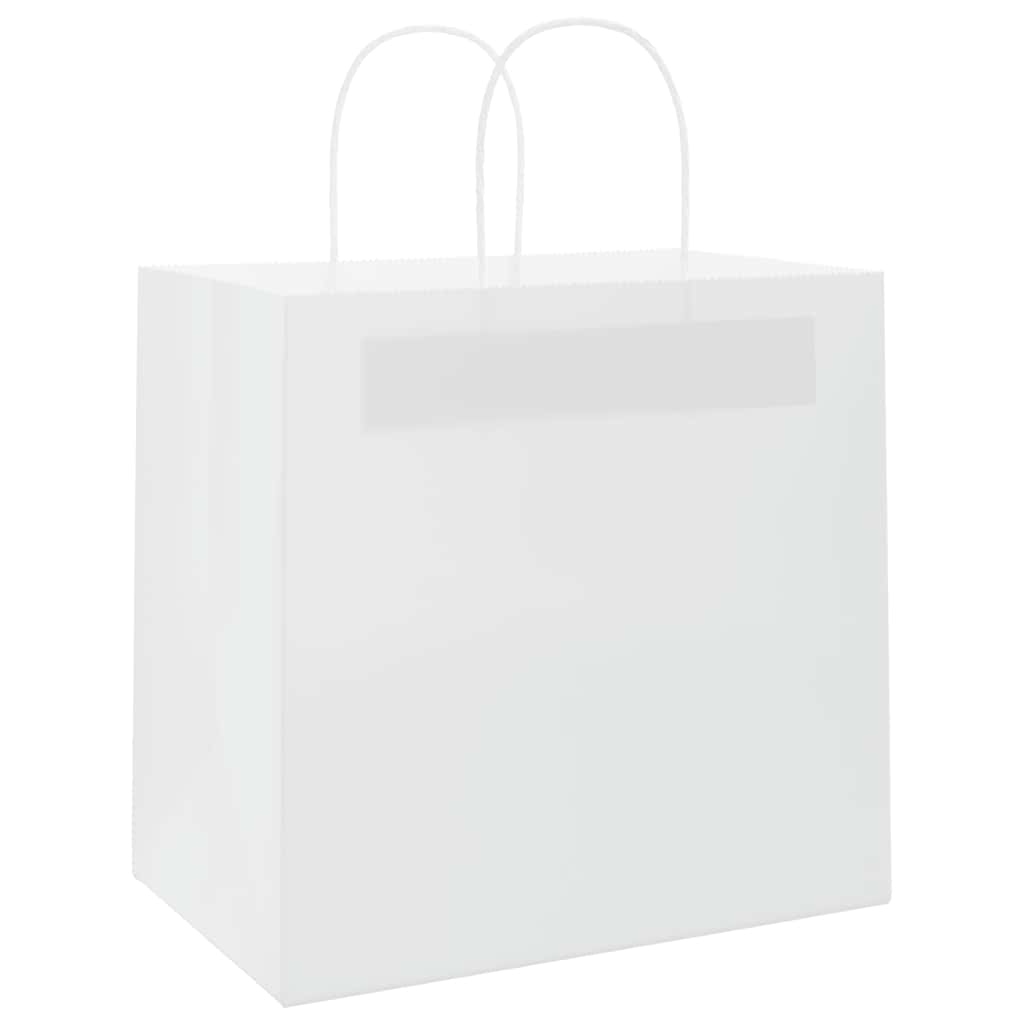 Paper Bags 250 pcs with Handles White 26x17x25 cm