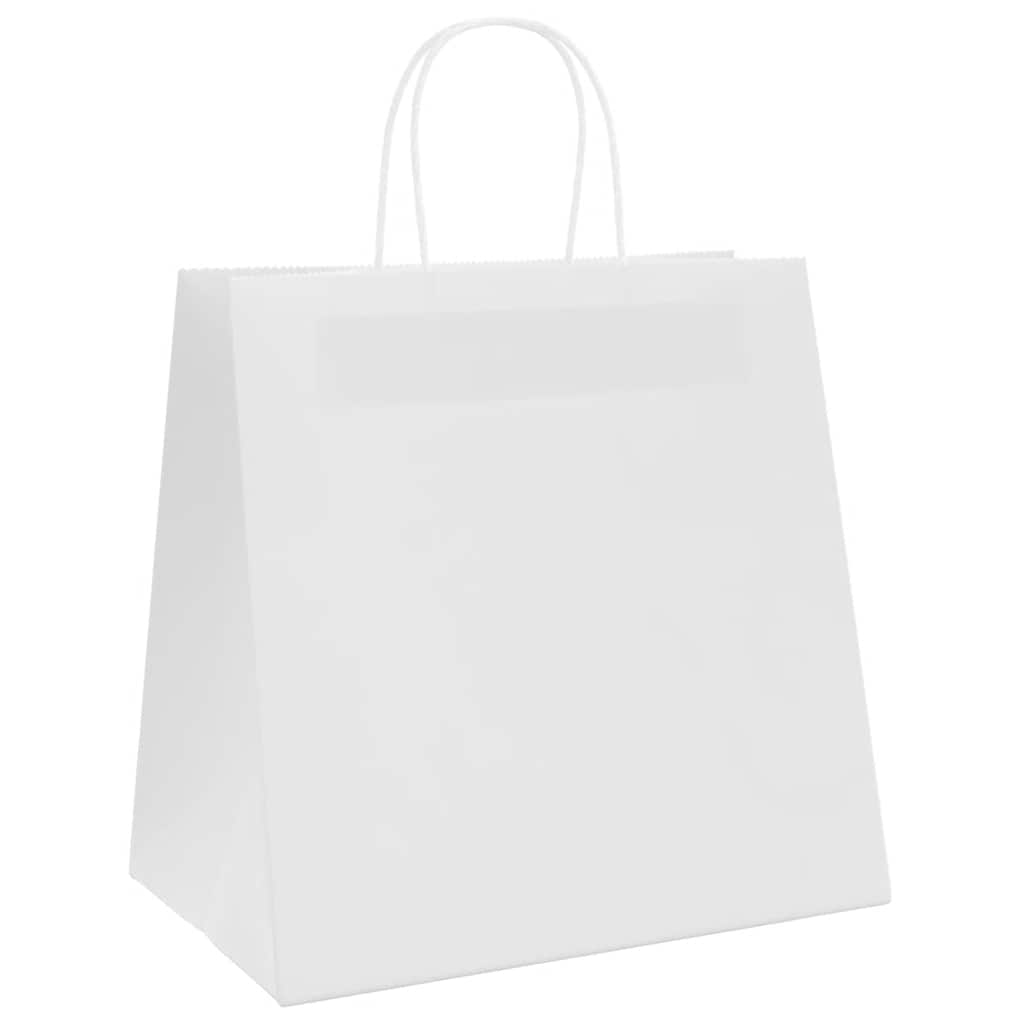 Paper Bags 250 pcs with Handles White 26x17x25 cm