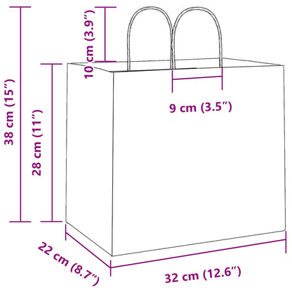 Paper Bags 250 pcs with Handles White 32x22x28 cm