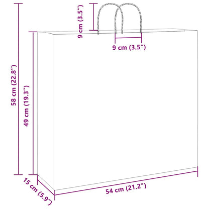 Paper Bags 250 pcs with Handles White 54x15x49 cm