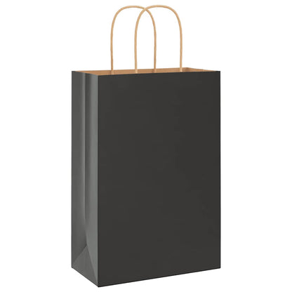 Paper Bags 50 pcs with Handles Black 21x11x31 cm