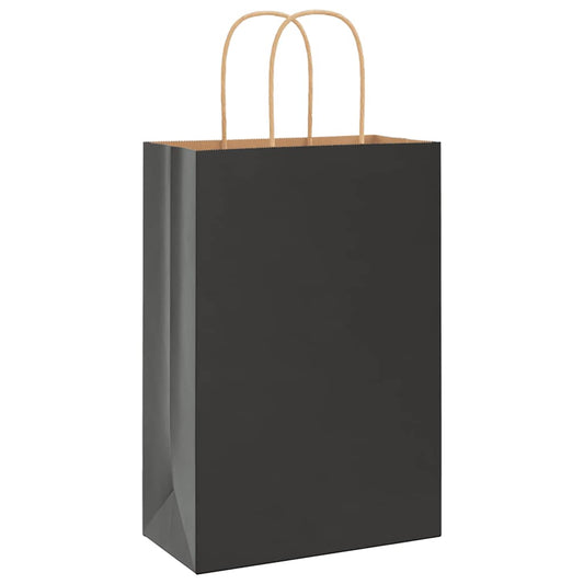 Paper Bags 50 pcs with Handles Black 21x11x31 cm