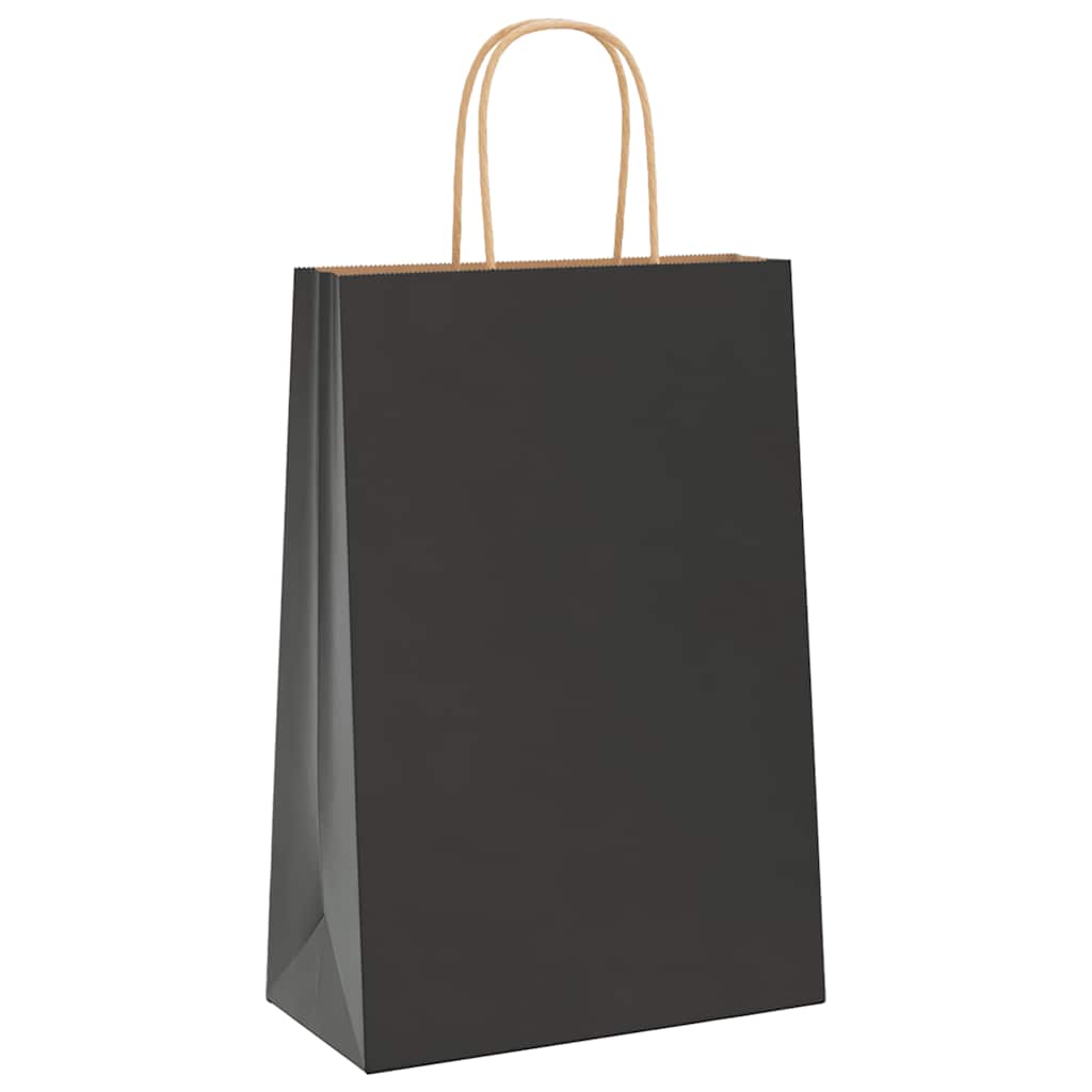 Paper Bags 50 pcs with Handles Black 21x11x31 cm