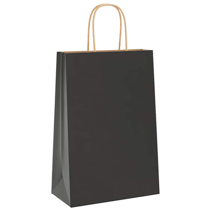 Paper Bags 50 pcs with Handles Black 21x11x31 cm