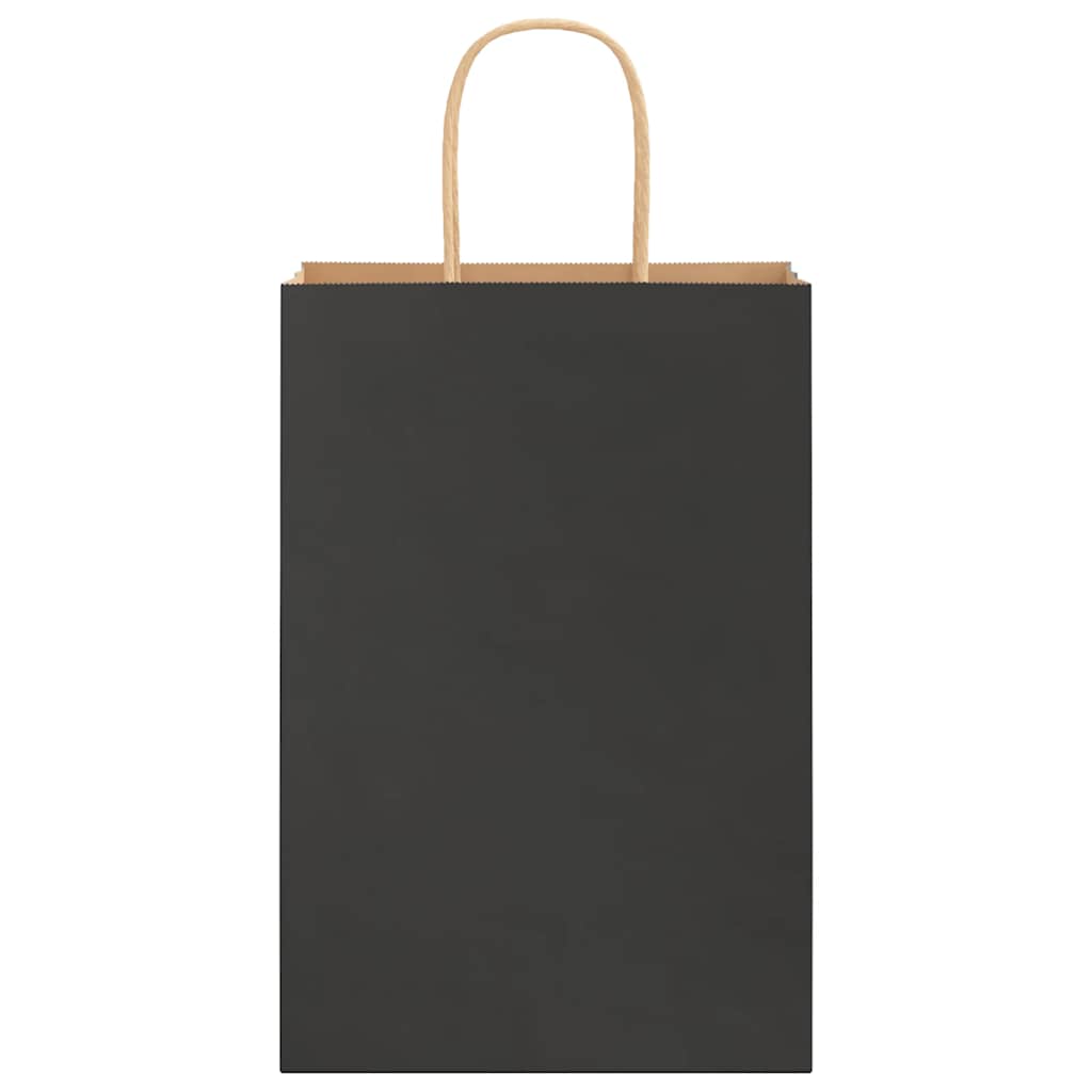 Paper Bags 50 pcs with Handles Black 21x11x31 cm