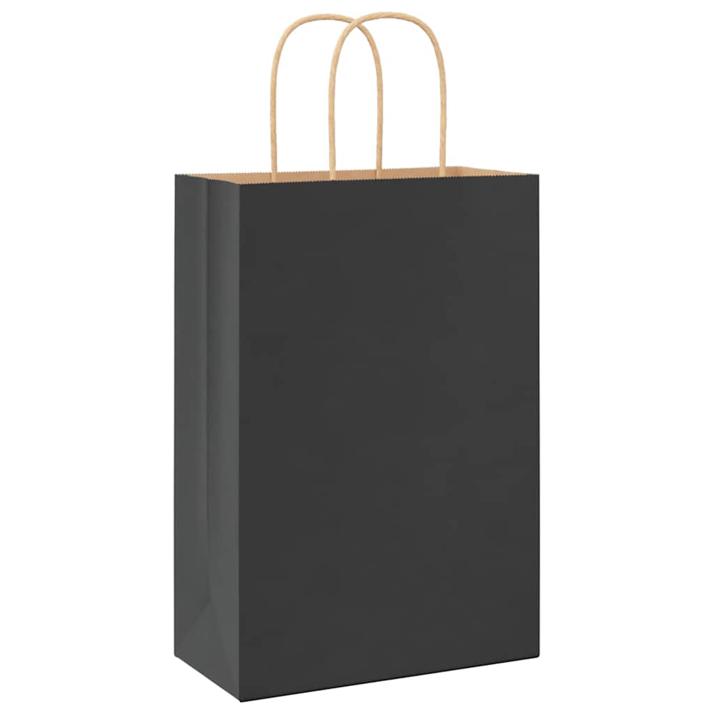 Paper Bags 50 pcs with Handles Black 21x11x31 cm