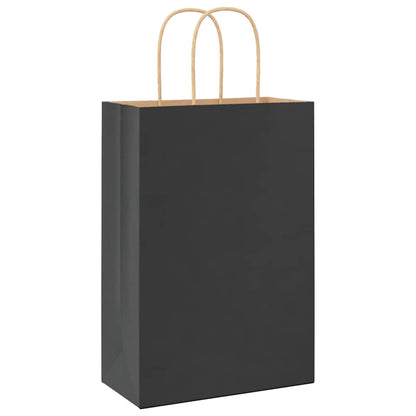 Paper Bags 50 pcs with Handles Black 21x11x31 cm