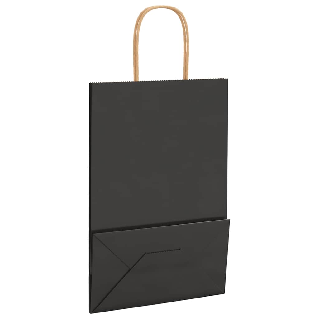 Paper Bags 50 pcs with Handles Black 21x11x31 cm