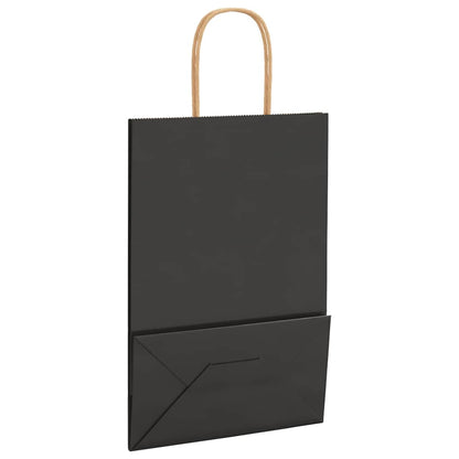 Paper Bags 50 pcs with Handles Black 21x11x31 cm