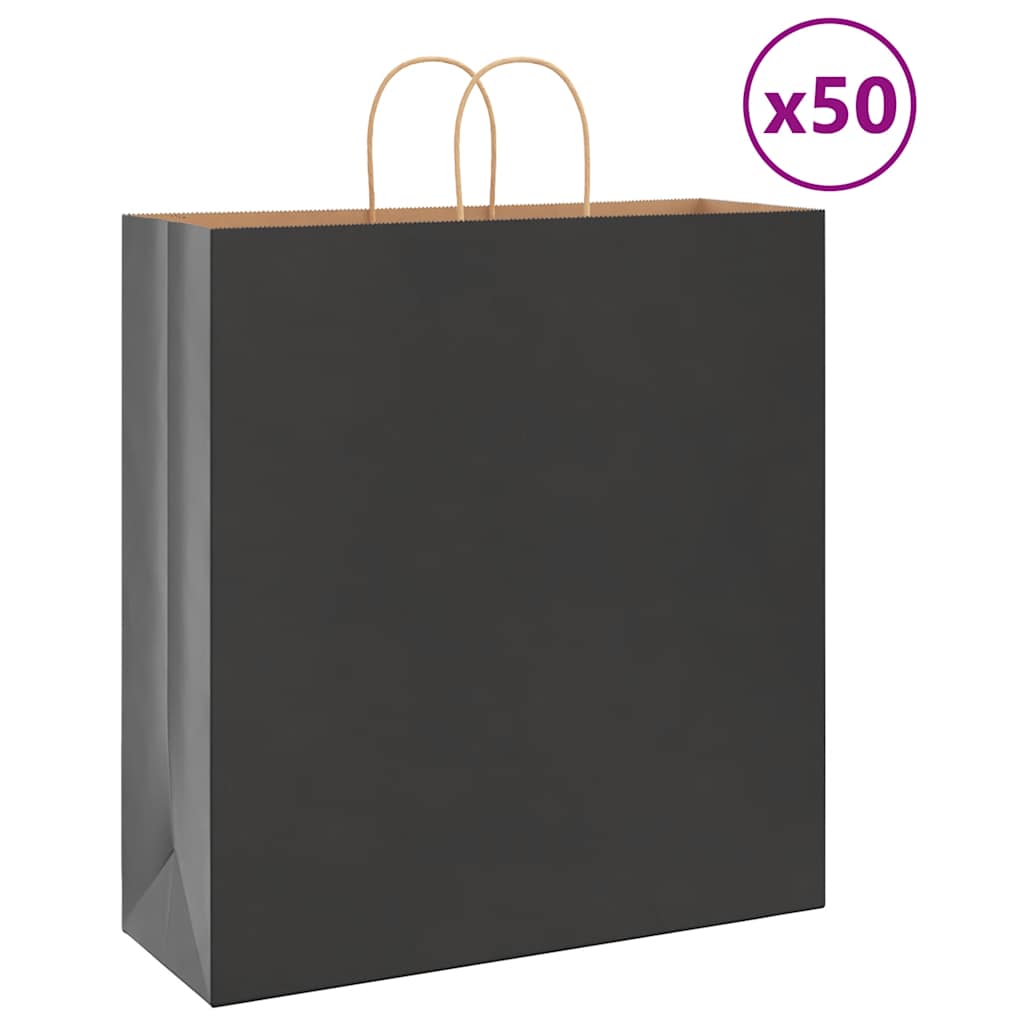 Paper Bags 50 pcs with Handles Black 45x17x48 cm