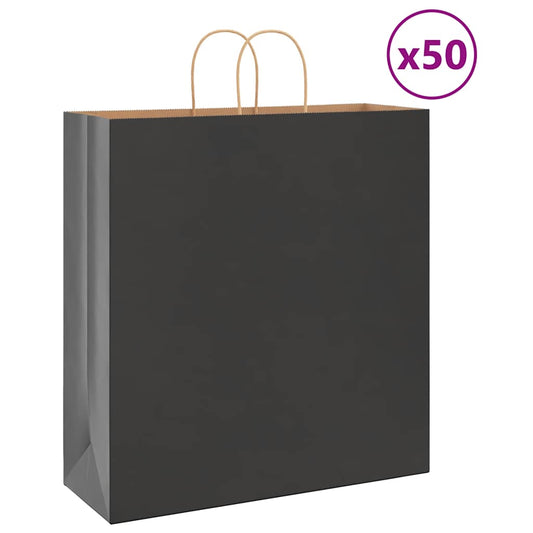 Paper Bags 50 pcs with Handles Black 45x17x48 cm