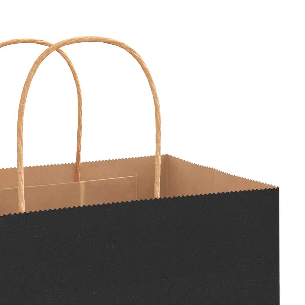 Paper Bags 250 pcs with Handles Black 21x11x31 cm