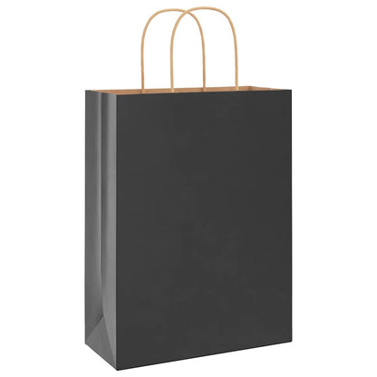 Paper Bags 250 pcs with Handles Black 26x12x35 cm