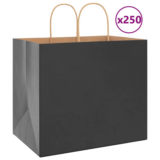 Paper Bags 250 pcs with Handles Black 32x22x28 cm
