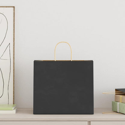 Paper Bags 250 pcs with Handles Black 32x22x28 cm