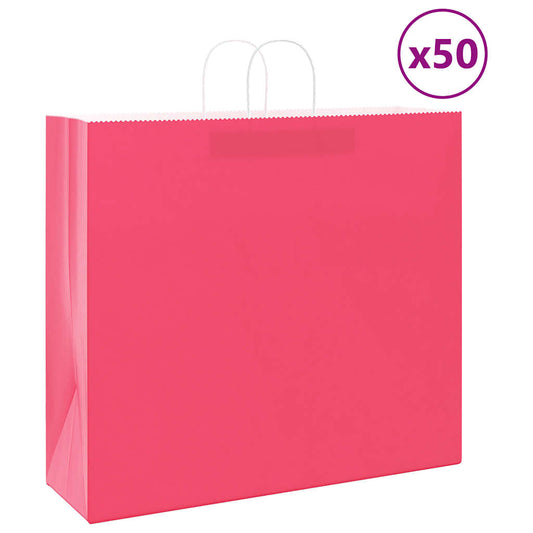 Paper Bags 50 pcs with Handles Pink 54x15x49 cm