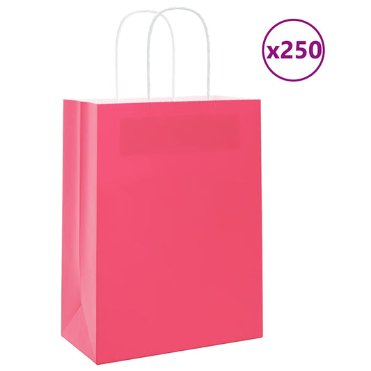 Paper Bags 250 pcs with Handles Pink 21x11x28 cm