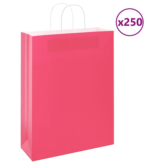 Paper Bags 250 pcs with Handles Pink 32x12x42 cm