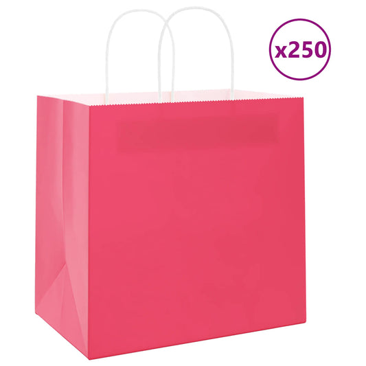 Paper Bags 250 pcs with Handles Pink 54x15x49 cm