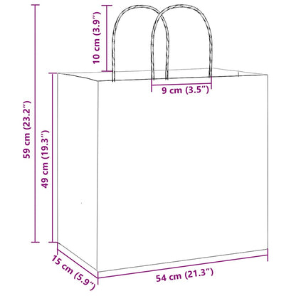 Paper Bags 250 pcs with Handles Pink 54x15x49 cm