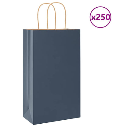 Paper Bags 250 pcs with Handles Blue 21x11x36 cm