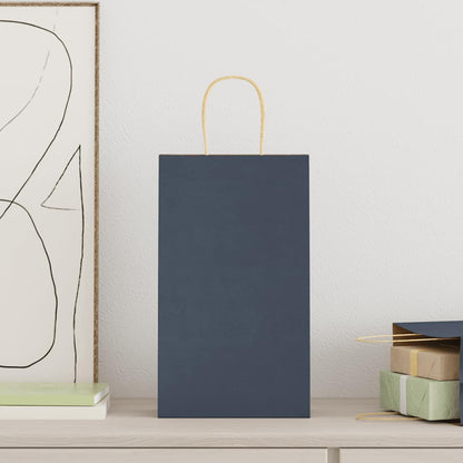 Paper Bags 250 pcs with Handles Blue 21x11x36 cm