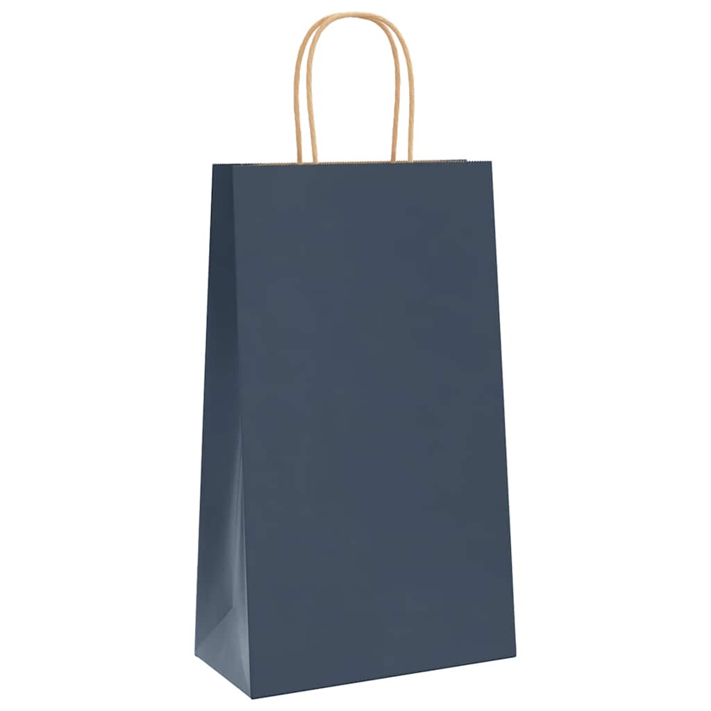 Paper Bags 250 pcs with Handles Blue 21x11x36 cm