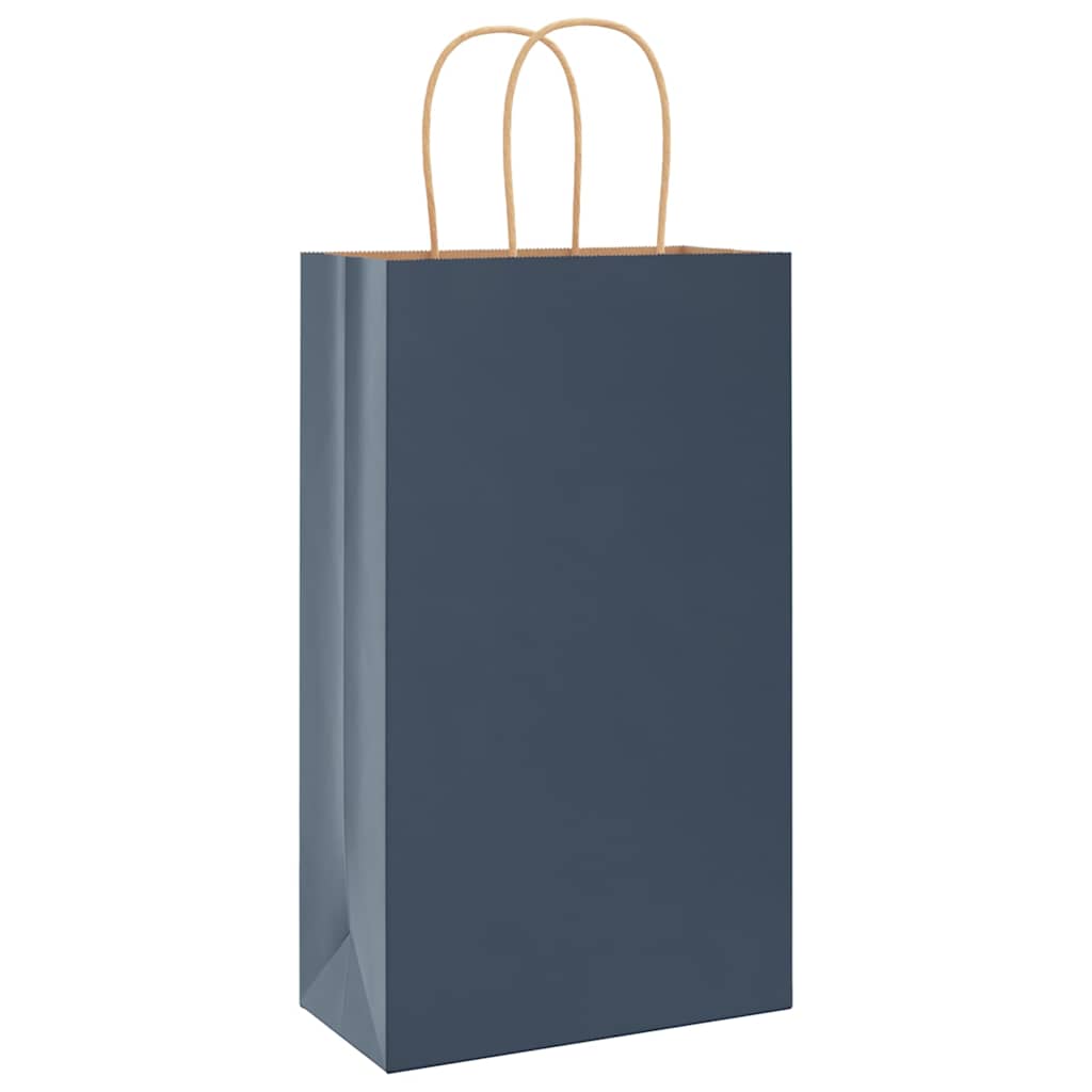 Paper Bags 250 pcs with Handles Blue 21x11x36 cm