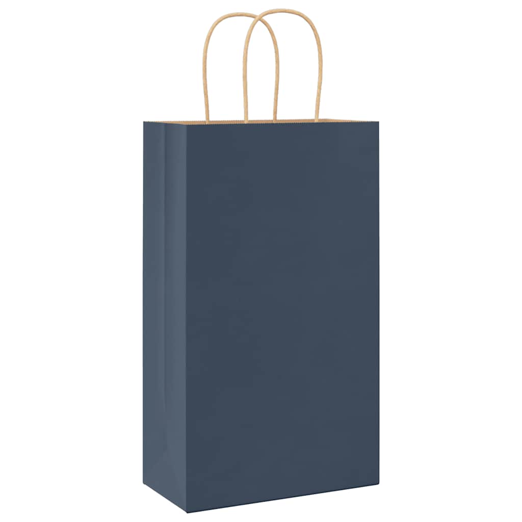 Paper Bags 250 pcs with Handles Blue 21x11x36 cm