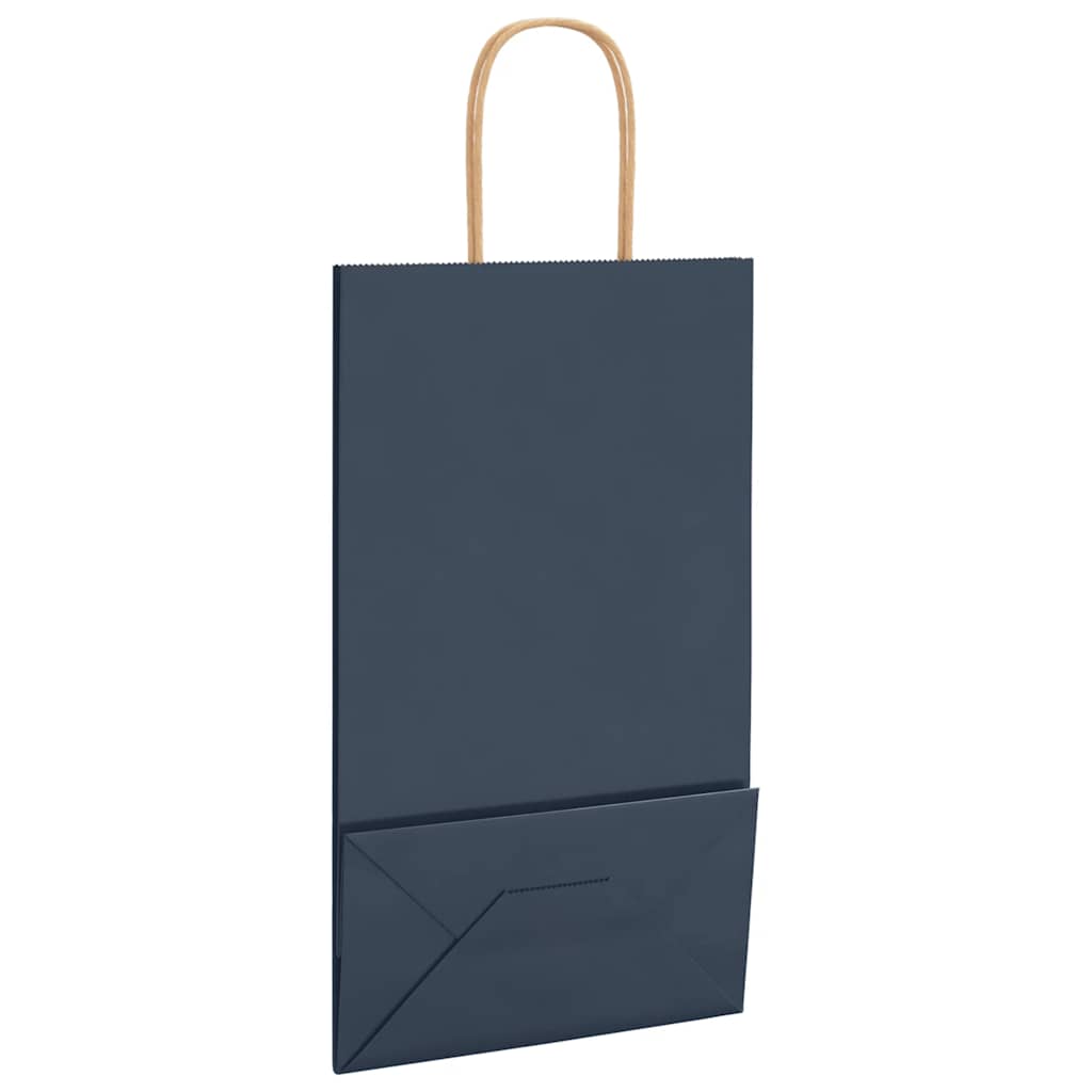 Paper Bags 250 pcs with Handles Blue 21x11x36 cm