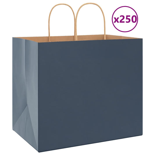 Paper Bags 250 pcs with Handles Blue 32x22x28 cm