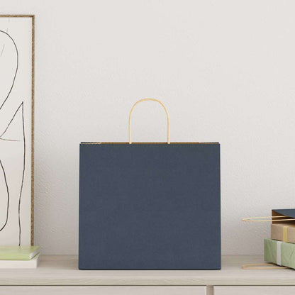 Paper Bags 250 pcs with Handles Blue 32x22x28 cm