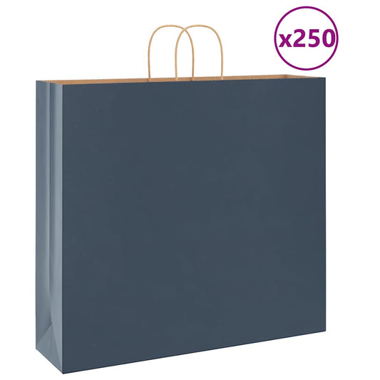 Paper Bags 250 pcs with Handles Blue 54x15x49 cm