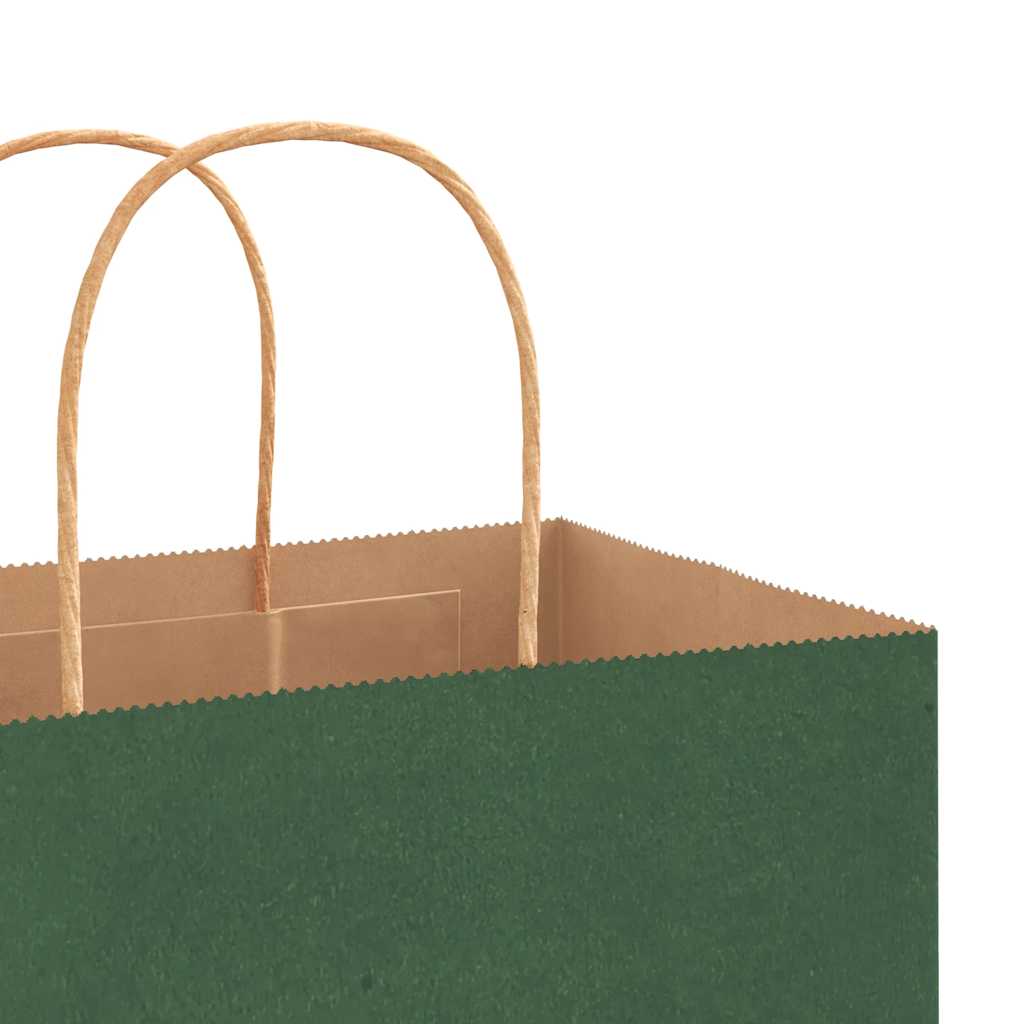 Paper Bags 250 pcs with Handles Green 32x22x24 cm