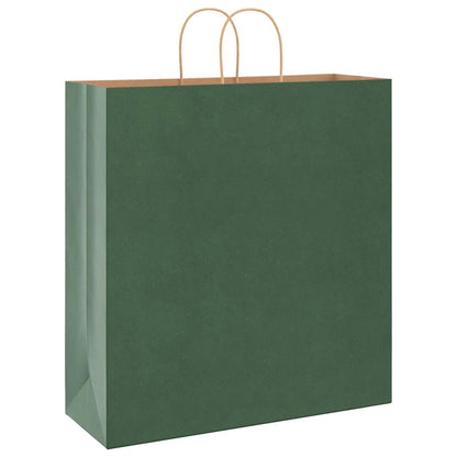Paper Bags 250 pcs with Handles Green 45x17x48 cm