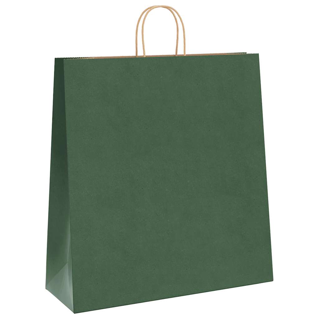 Paper Bags 250 pcs with Handles Green 45x17x48 cm