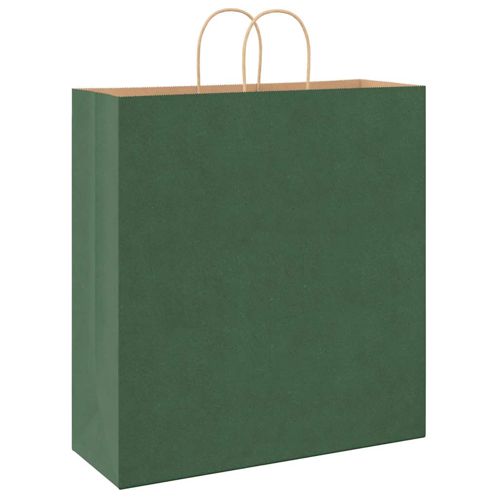 Paper Bags 250 pcs with Handles Green 45x17x48 cm