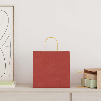 Paper Bags 250 pcs with Handles Red 26x17x25 cm